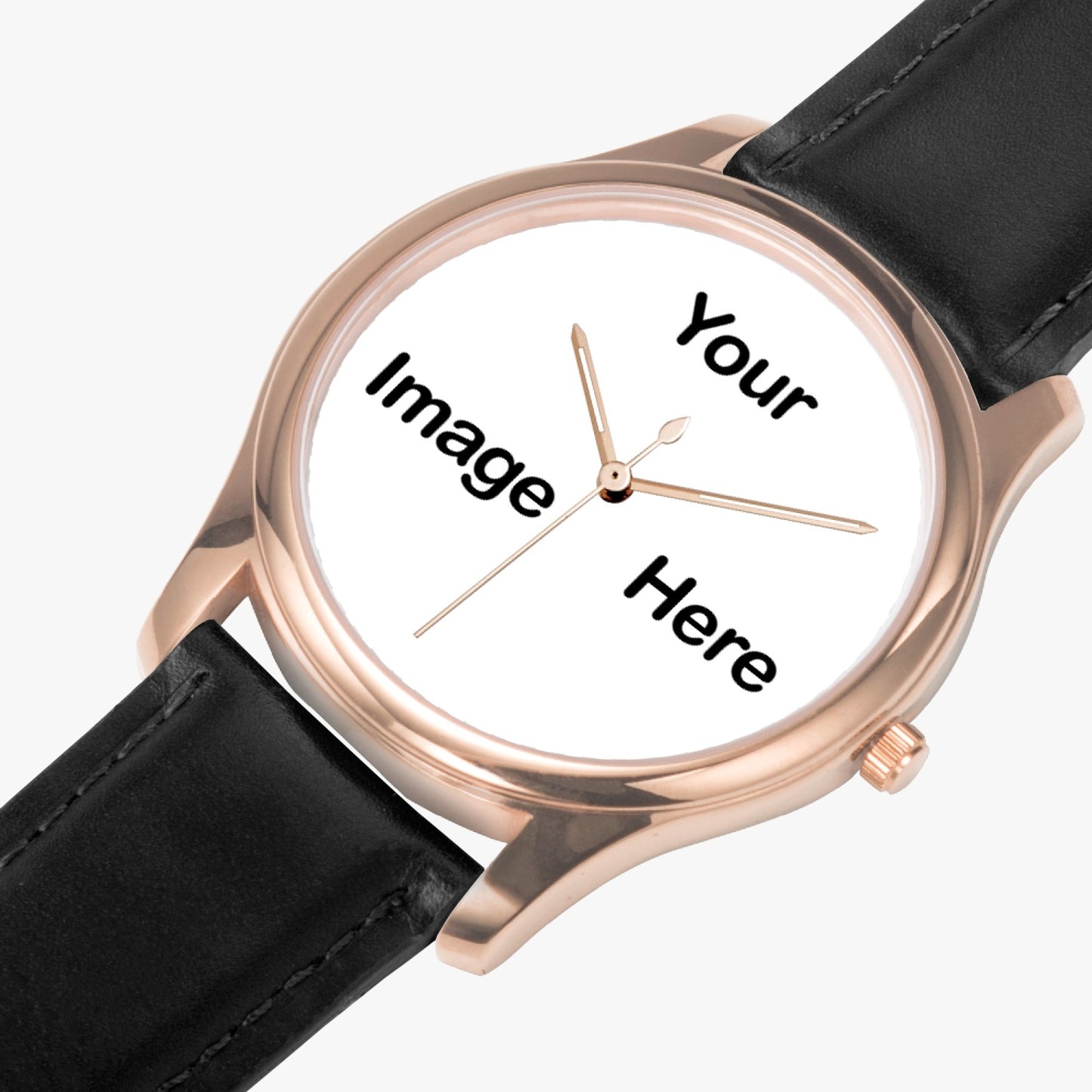 Personalized Photo Stylish Leather Strap Classic Quartz Watch (Rose Gold)