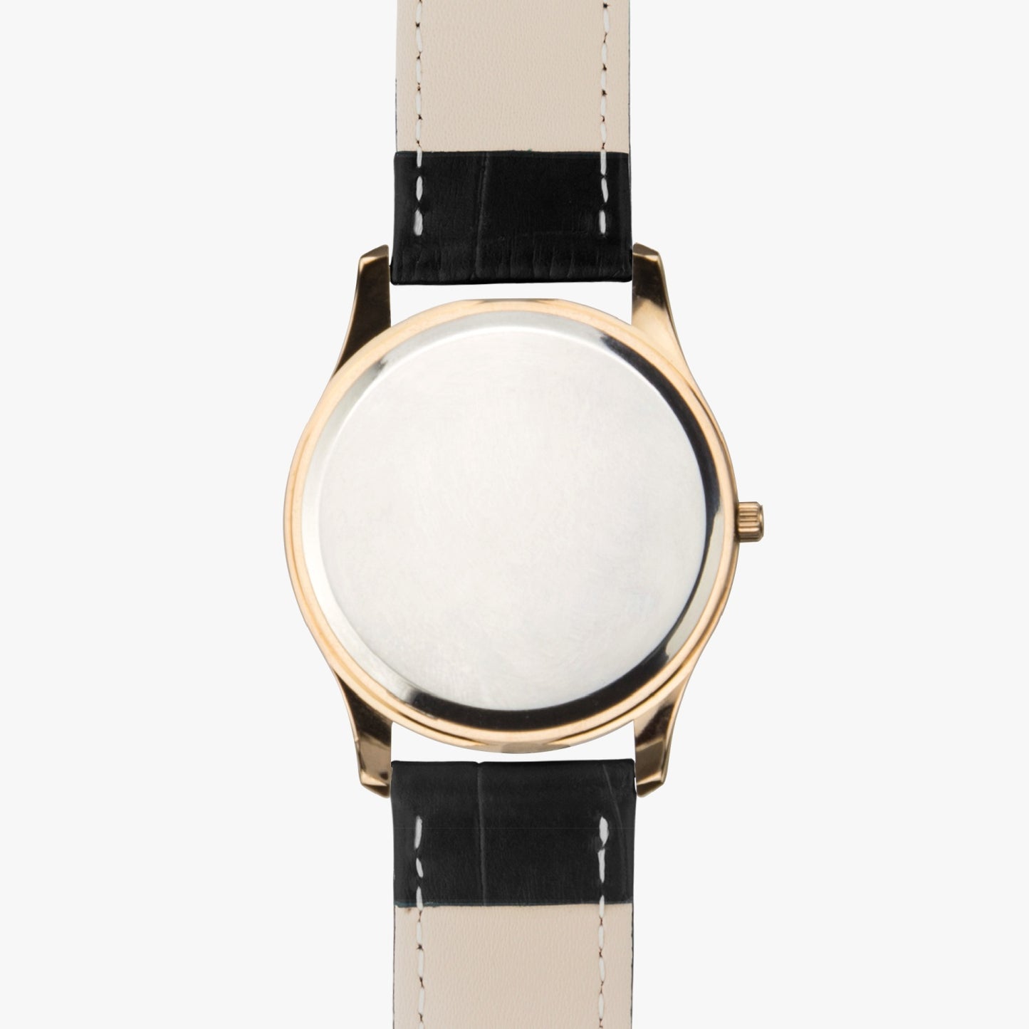 Personalized Photo Stylish Leather Strap Classic Quartz Watch (Gold)