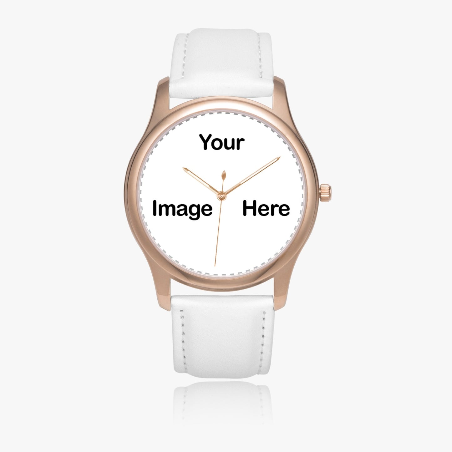 Personalized Photo Stylish Leather Strap Classic Quartz Watch (Rose Gold)
