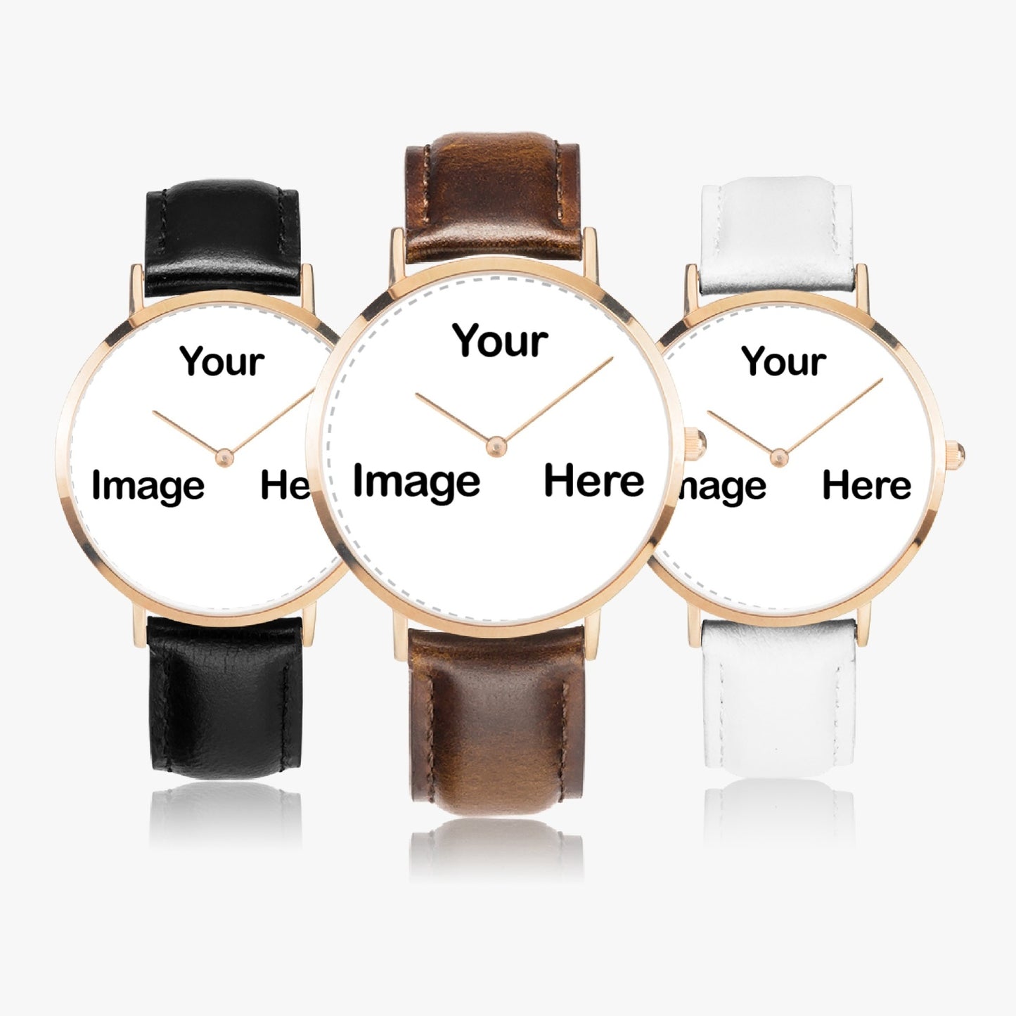 Personalized Photo Hot Selling Ultra-Thin Leather Strap Quartz Watch (Rose Gold)