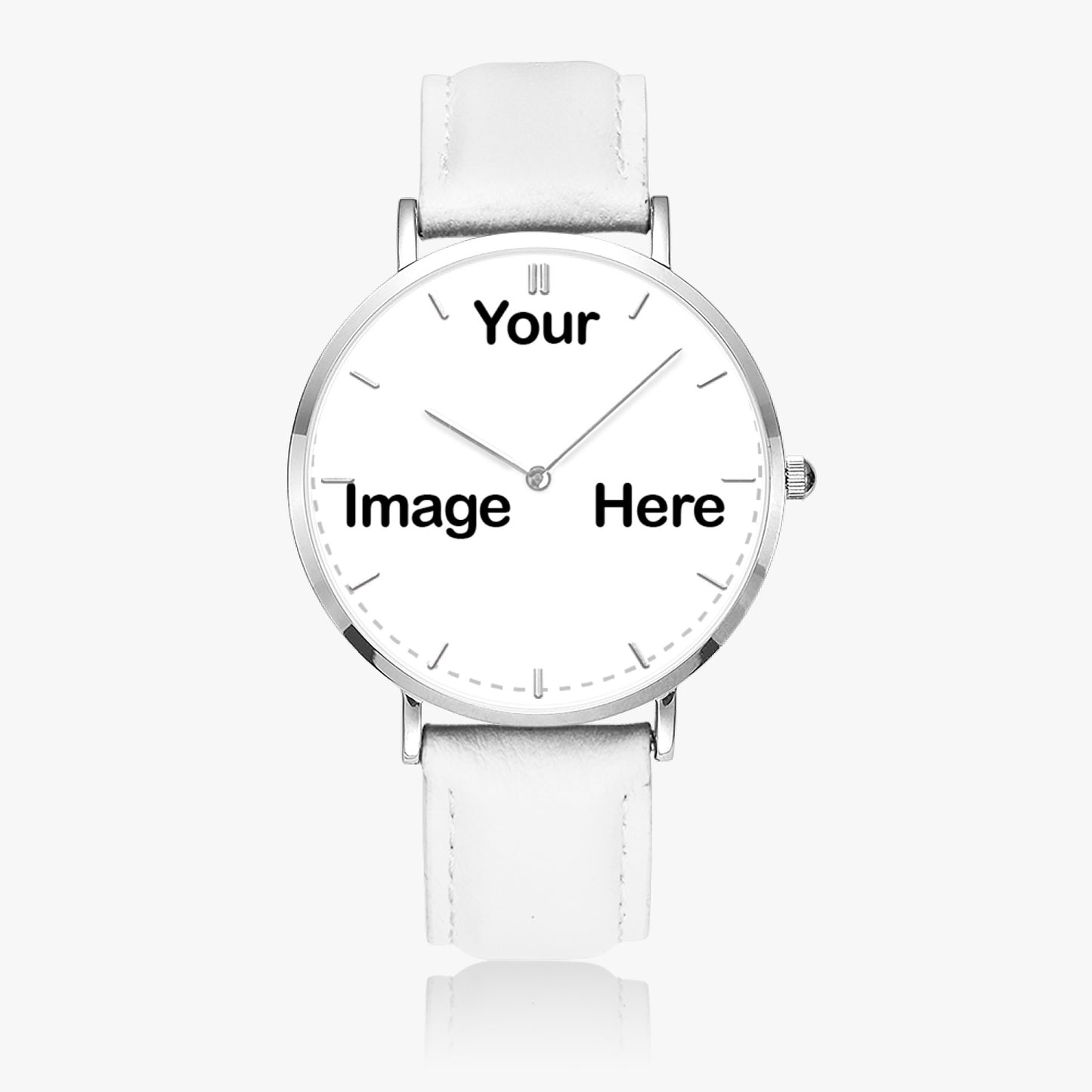 Personalized Photo Hot Selling Ultra-Thin Leather Strap Quartz Watch (Silver With Indicators)
