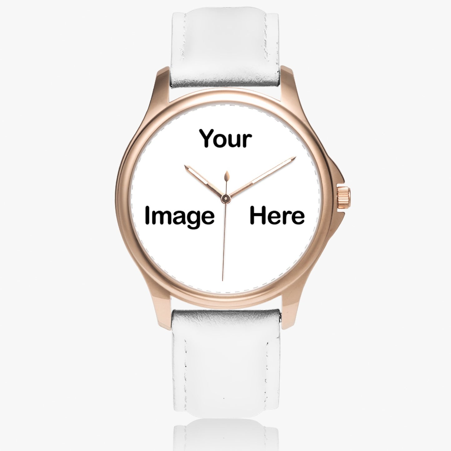 Personalized Photo Stylish Classic Leather Strap Quartz Watch (Rose Gold)