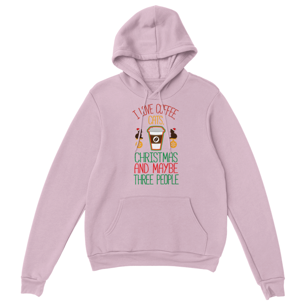 I Love Coffee Cats Christmas And MAybe Three People Classic Unisex Pullover Hoodie