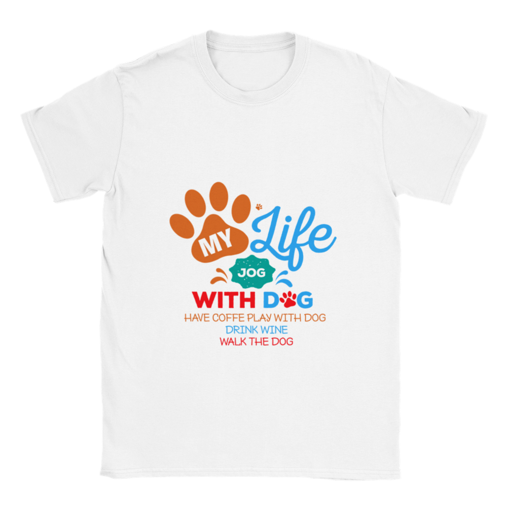 My Life Dog Coffee Wine Classic Unisex Crewneck T-shirt