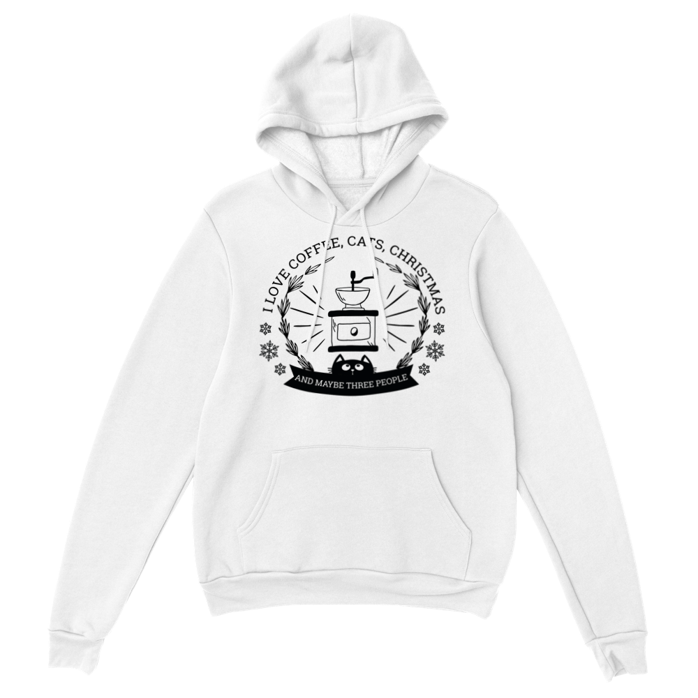 I Love Coffee Cats Christmas And MAybe Three People Classic Unisex Pullover Hoodie