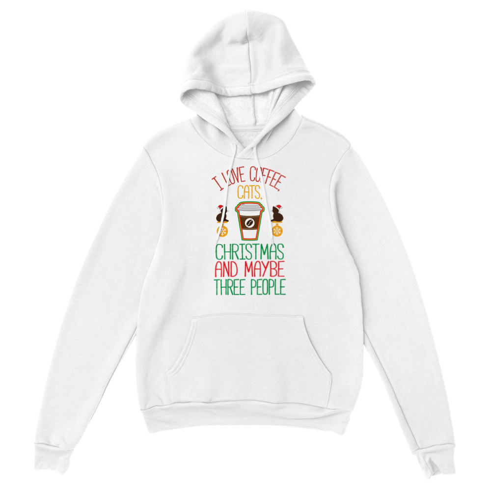 I Love Coffee Cats Christmas And MAybe Three People Classic Unisex Pullover Hoodie
