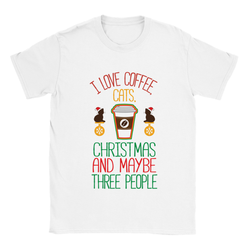 I Love Coffee Cats Christmas And MAybe Three People Classic Unisex Crewneck T-shirt
