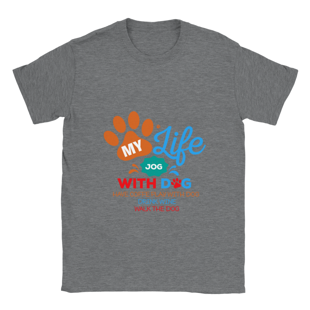 My Life Dog Coffee Wine Classic Unisex Crewneck T-shirt