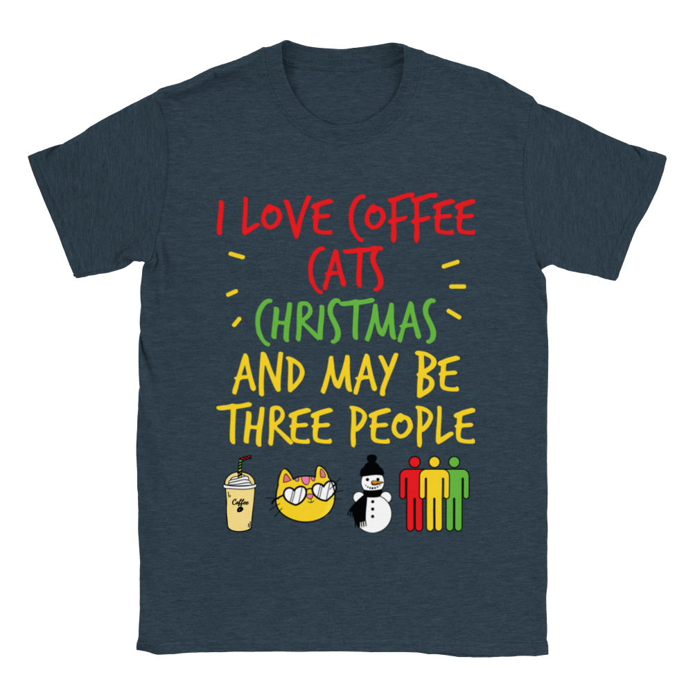 I Love Coffee Cats Christmas And MAybe Three People Classic Unisex Crewneck T-shirt