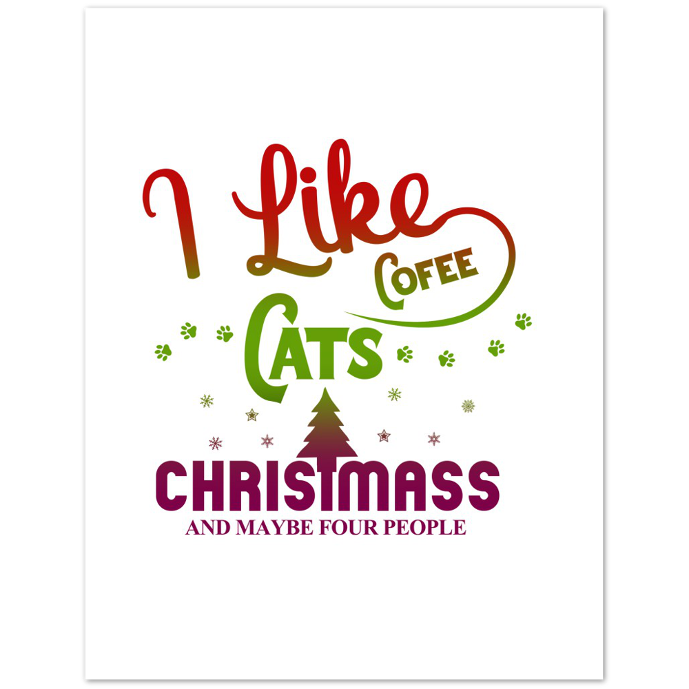 I Like Coffee Cats Christmas Premium Matte Paper Poster