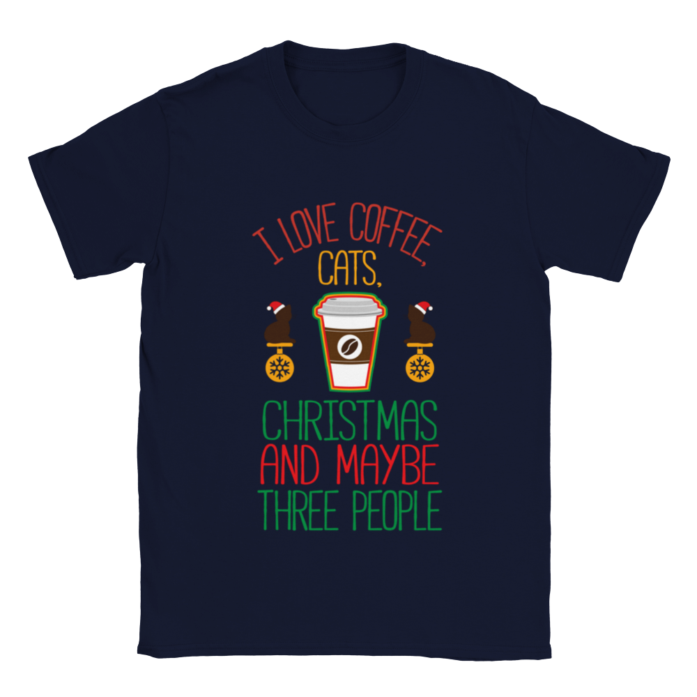 I Love Coffee Cats Christmas And MAybe Three People Classic Unisex Crewneck T-shirt