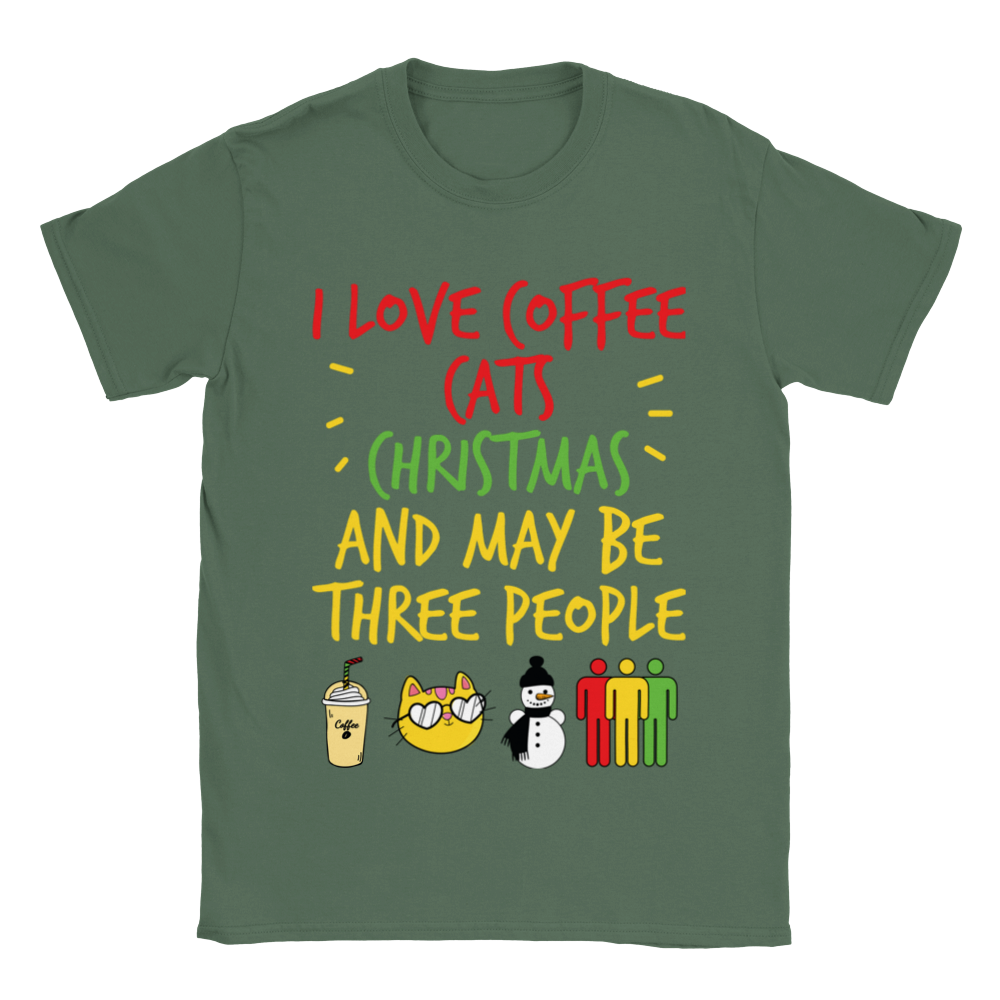 I Love Coffee Cats Christmas And MAybe Three People Classic Unisex Crewneck T-shirt