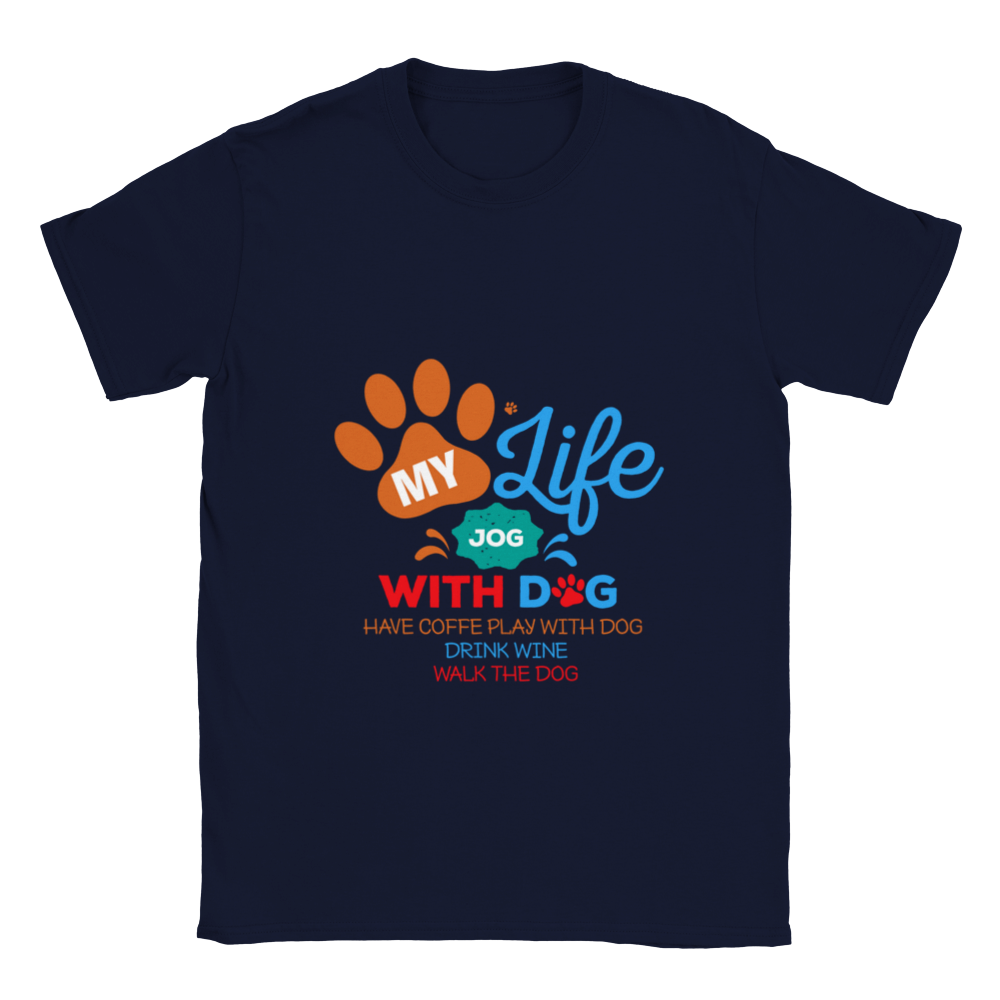 My Life Dog Coffee Wine Classic Unisex Crewneck T-shirt