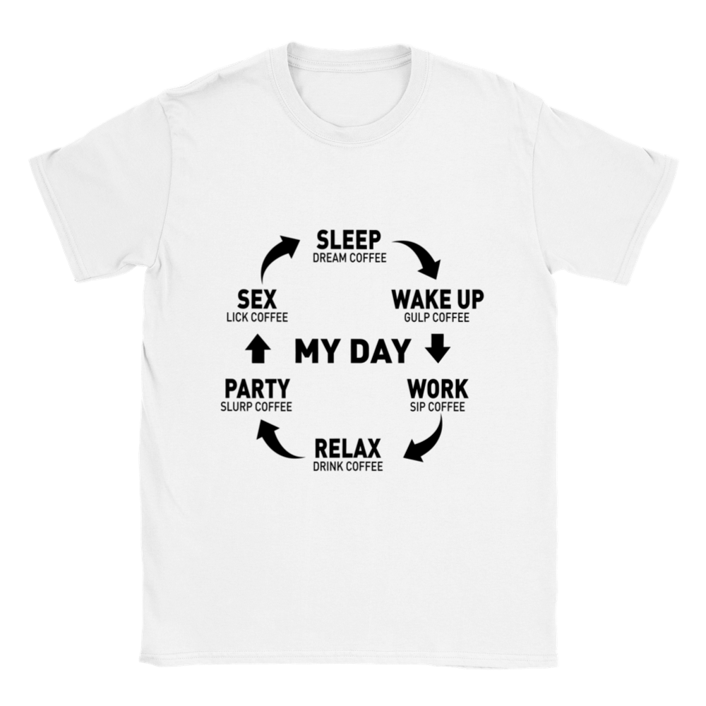 My Day Dream Coffee Gulp Coffee Sip Coffee Drink Coffee Slurp Coffee Lick Coffee Classic Unisex Crewneck T-shirt