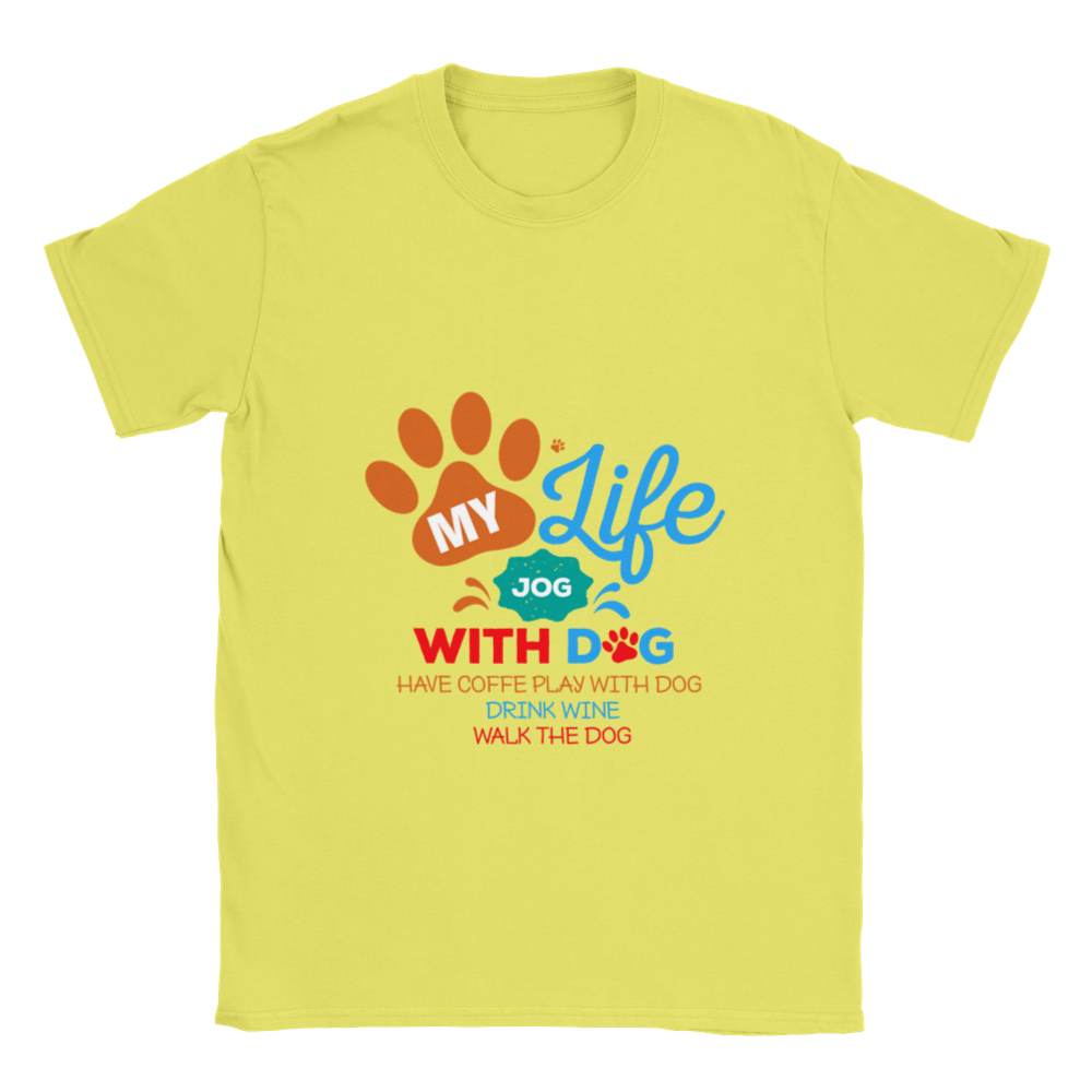 My Life Dog Coffee Wine Classic Unisex Crewneck T-shirt