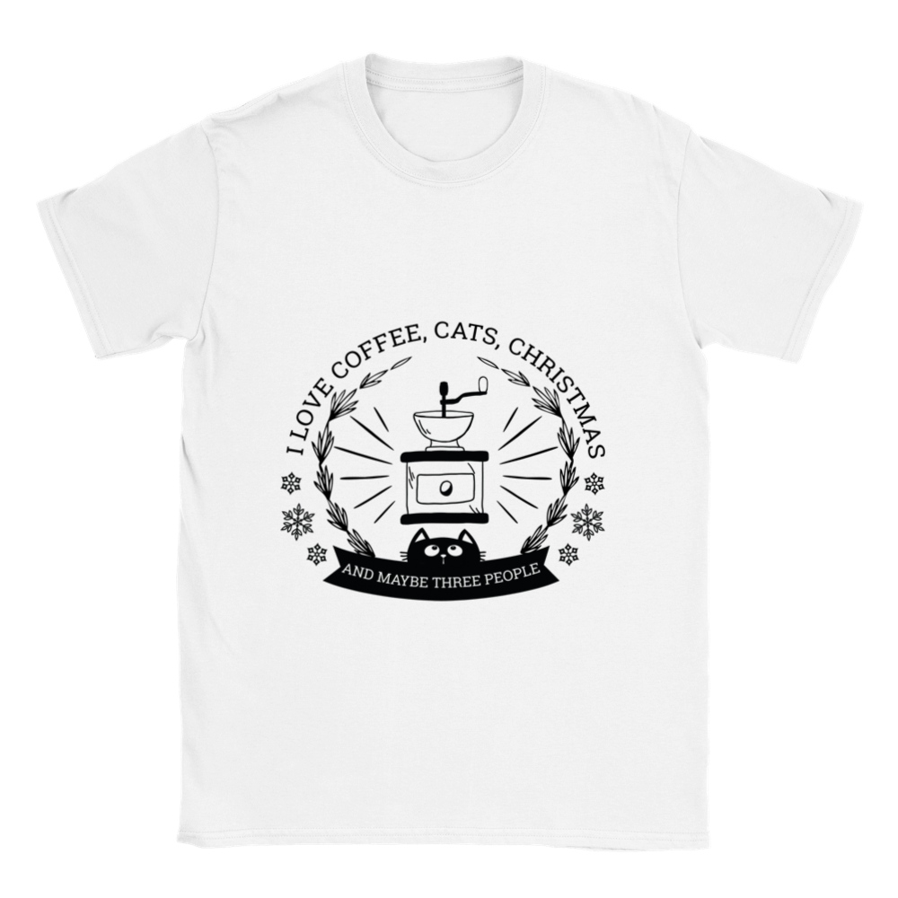 I Love Coffee Cats Christmas And MAybe Three People Classic Unisex Crewneck T-shirt