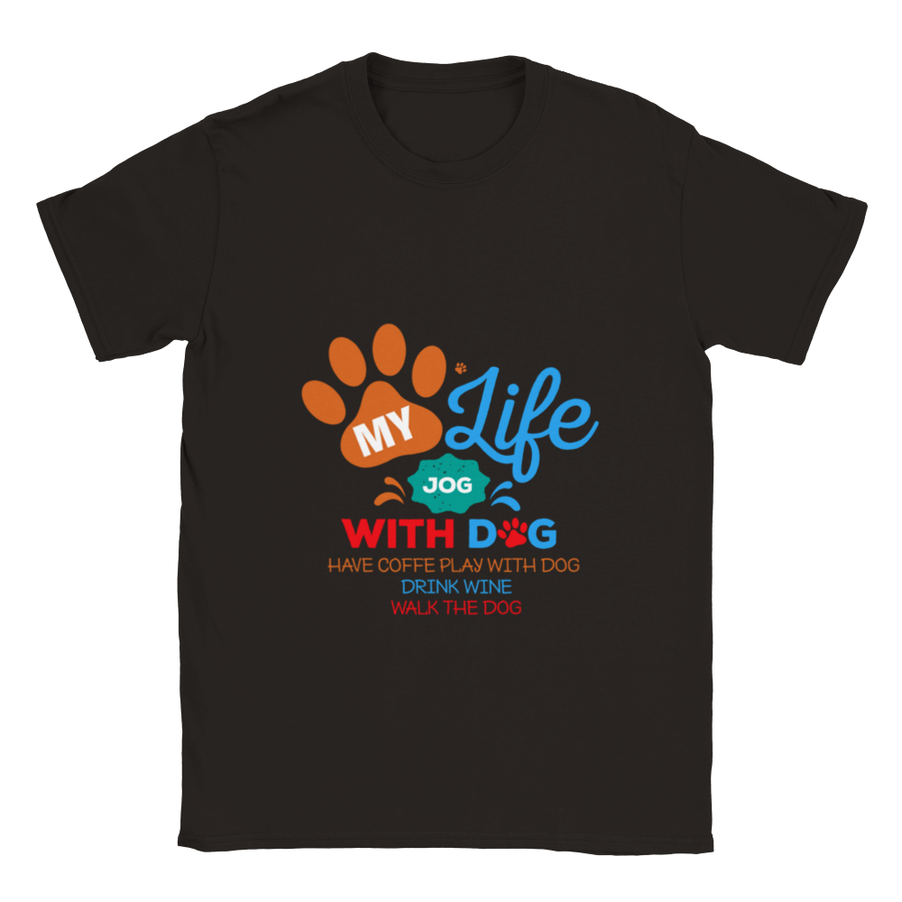 My Life Dog Coffee Wine Classic Unisex Crewneck T-shirt