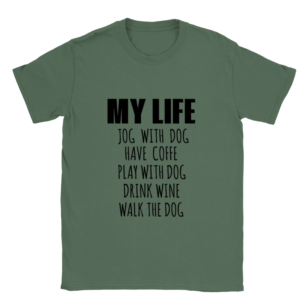 My Life Dog Coffee Wine Classic Unisex Crewneck T-shirt