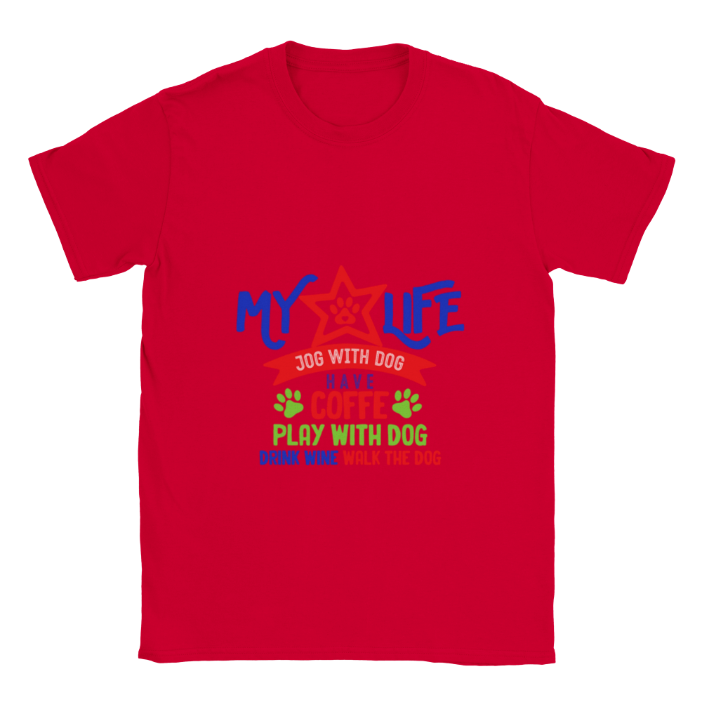 My Life Dog Coffee Wine Classic Unisex Crewneck T-shirt