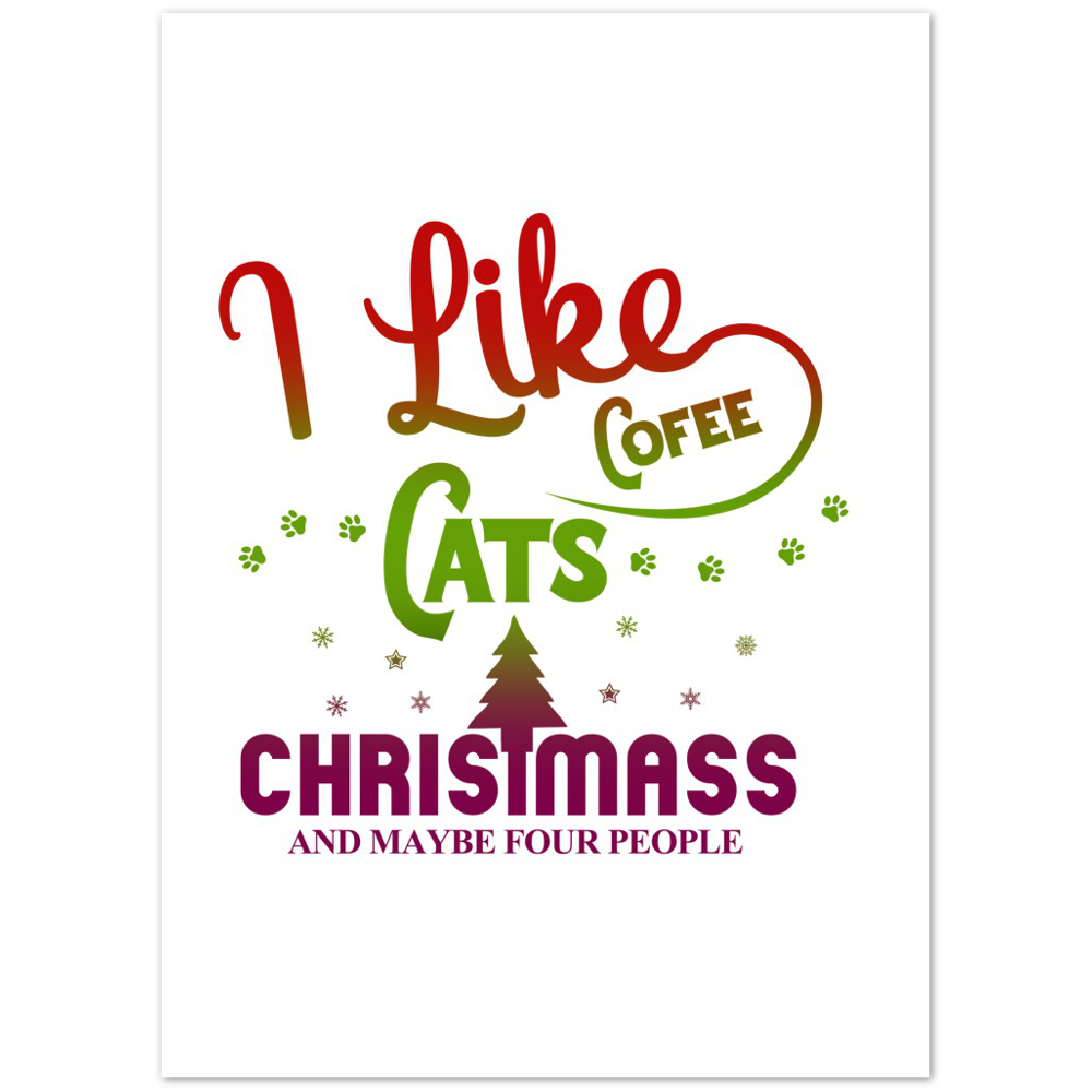I Like Coffee Cats Christmas Premium Matte Paper Poster