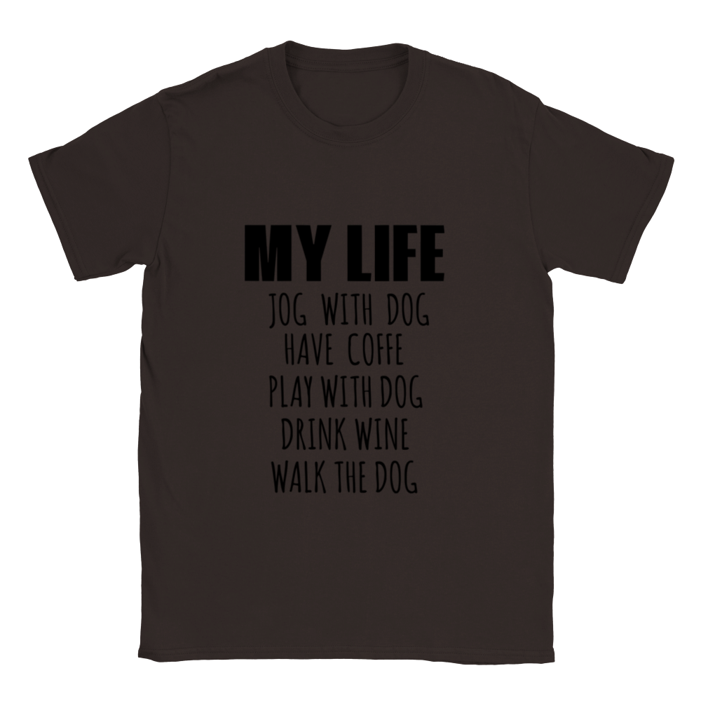 My Life Dog Coffee Wine Classic Unisex Crewneck T-shirt