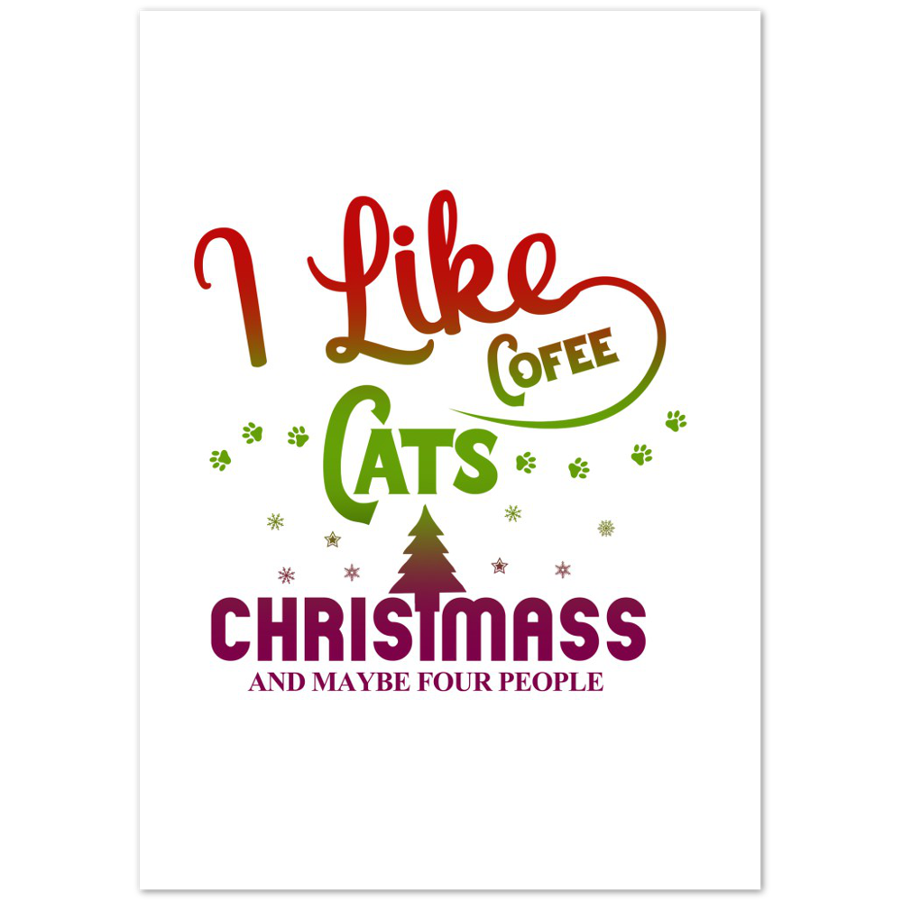 I Like Coffee Cats Christmas Premium Matte Paper Poster