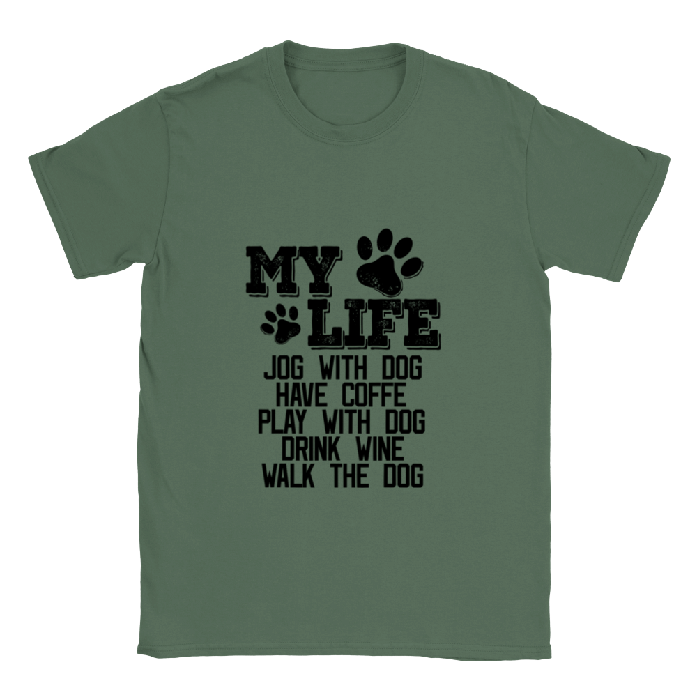 My Life Dog Coffee Wine Unisex Crewneck T-shirt