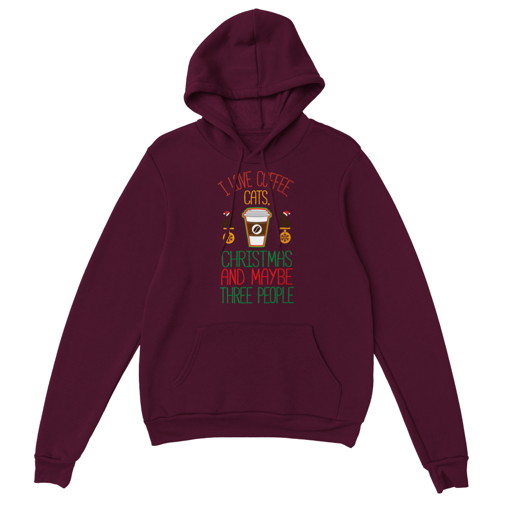 I Love Coffee Cats Christmas And MAybe Three People Classic Unisex Pullover Hoodie