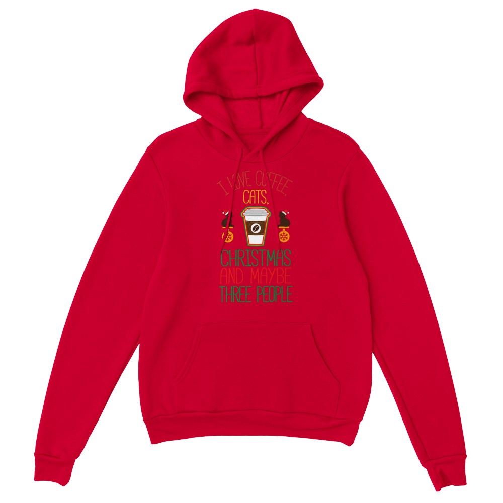 I Love Coffee Cats Christmas And MAybe Three People Classic Unisex Pullover Hoodie