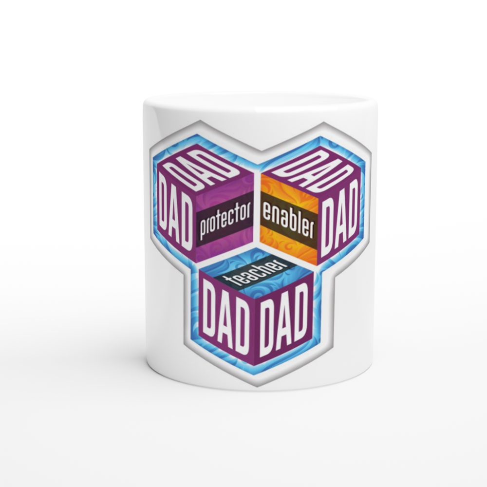 Dad Protector Enabler Teacher White 11oz Ceramic Mug