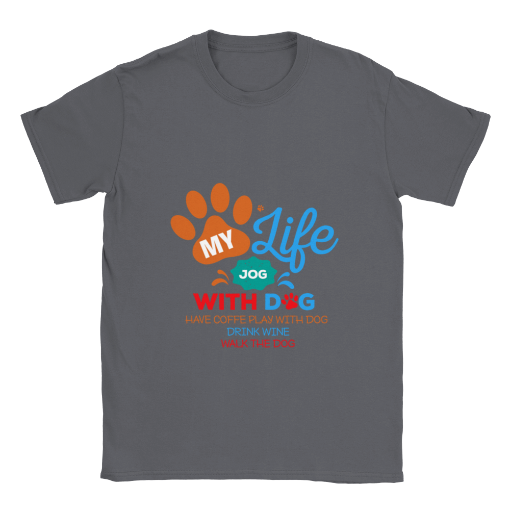 My Life Dog Coffee Wine Classic Unisex Crewneck T-shirt