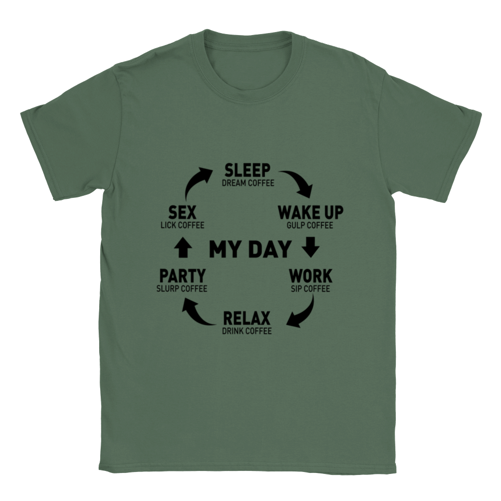 My Day Dream Coffee Gulp Coffee Sip Coffee Drink Coffee Slurp Coffee Lick Coffee Classic Unisex Crewneck T-shirt