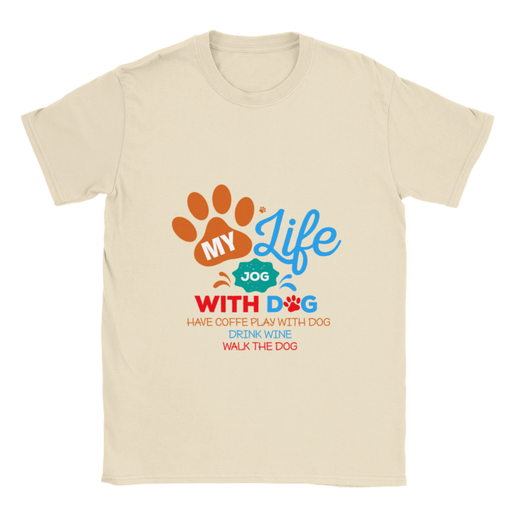 My Life Dog Coffee Wine Classic Unisex Crewneck T-shirt