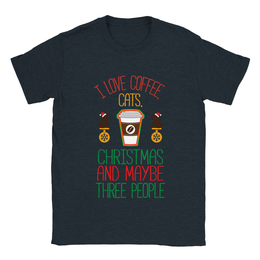 I Love Coffee Cats Christmas And MAybe Three People Classic Unisex Crewneck T-shirt