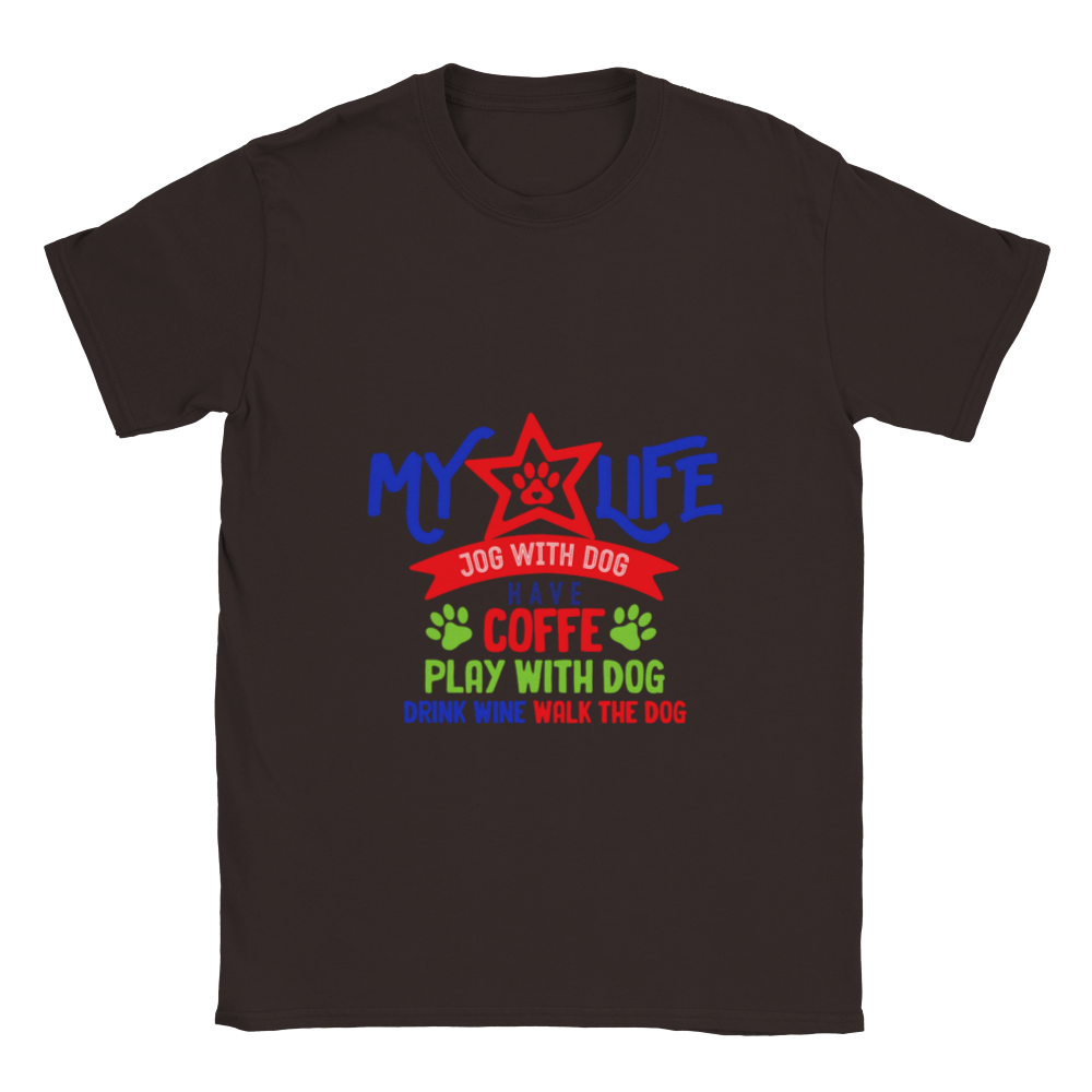 My Life Dog Coffee Wine Classic Unisex Crewneck T-shirt