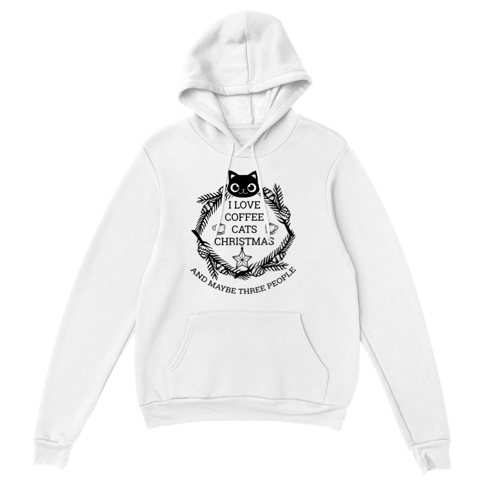 I Love Coffee Cats Christmas And MAybe Three People Classic Unisex Pullover Hoodie
