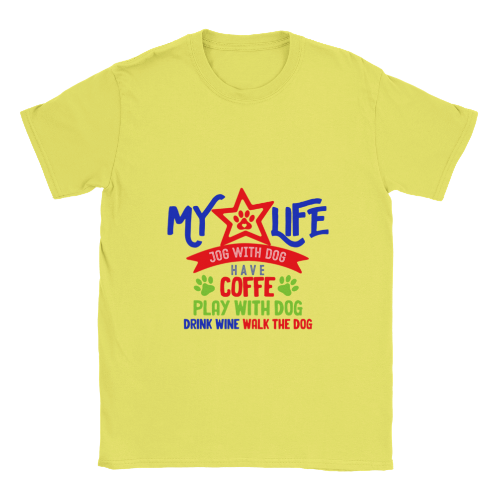 My Life Dog Coffee Wine Classic Unisex Crewneck T-shirt