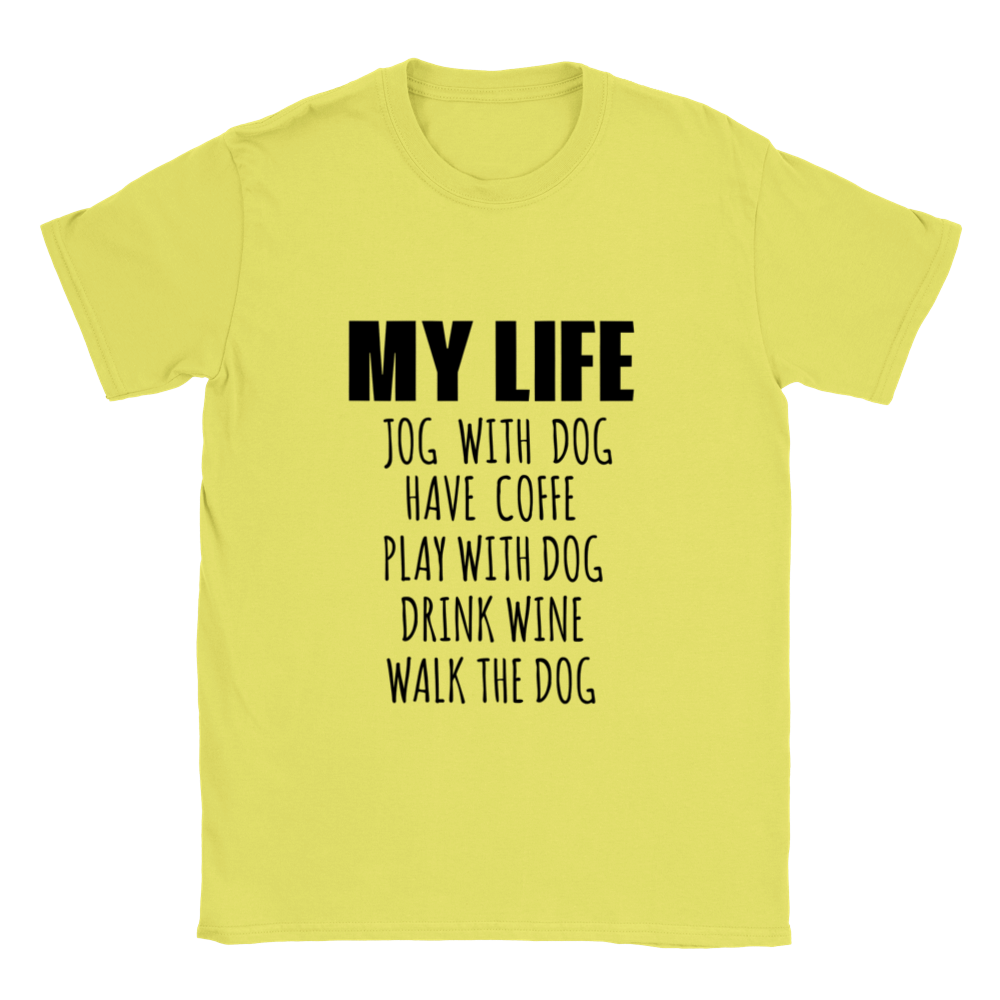 My Life Dog Coffee Wine Classic Unisex Crewneck T-shirt