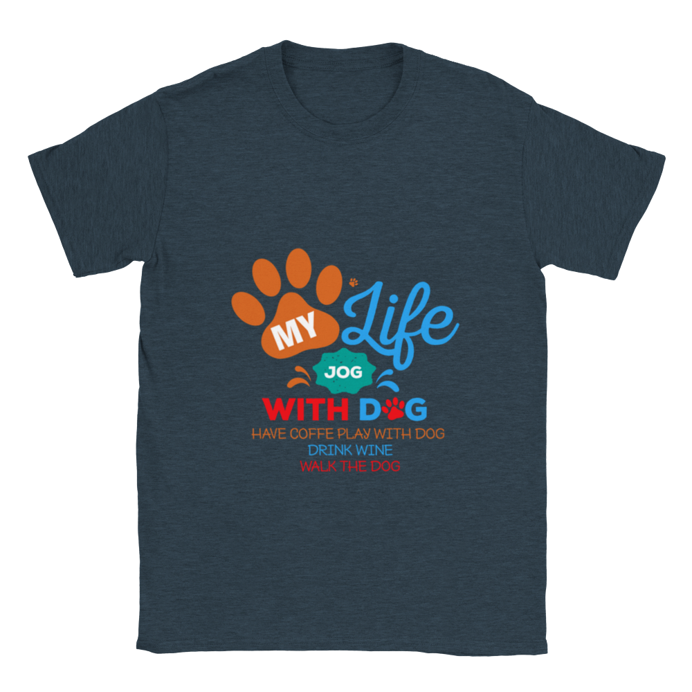 My Life Dog Coffee Wine Classic Unisex Crewneck T-shirt