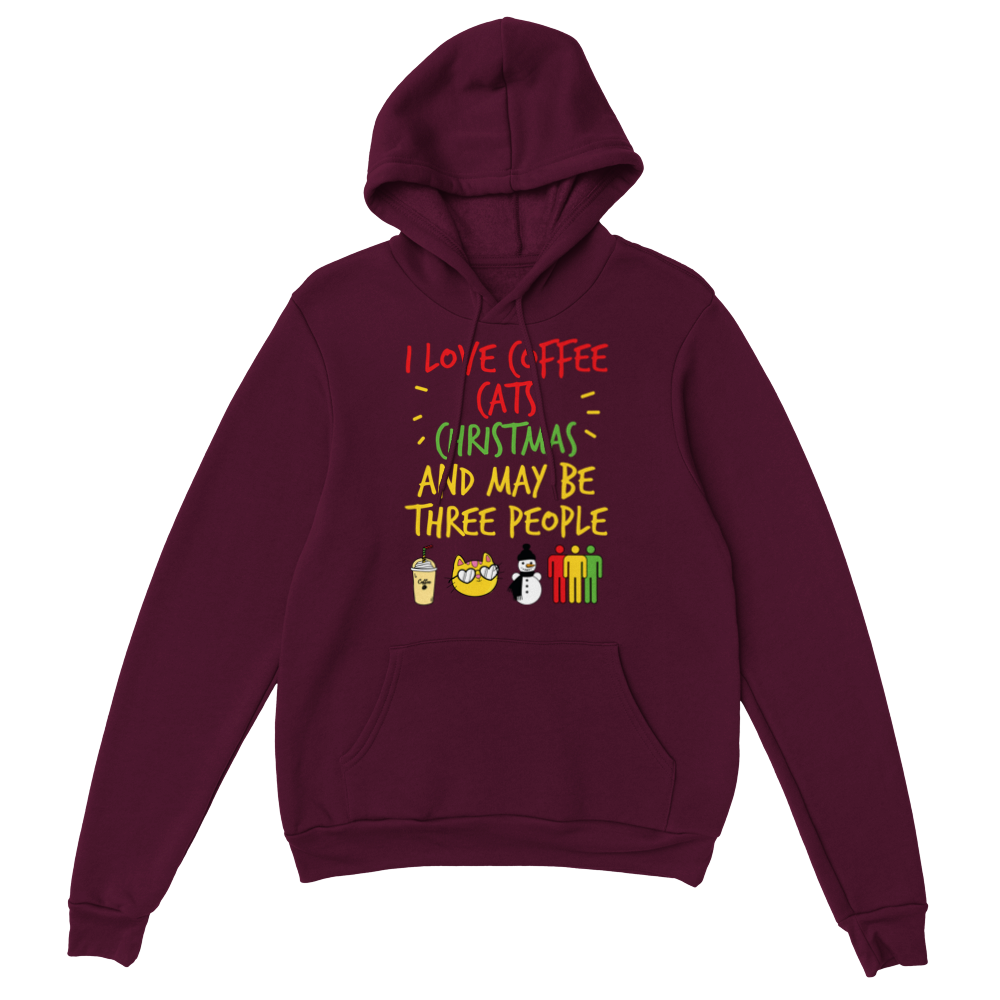 I Love Coffee Cats Christmas And MAybe Three People Classic Unisex Pullover Hoodie