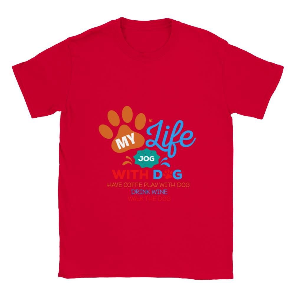 My Life Dog Coffee Wine Classic Unisex Crewneck T-shirt