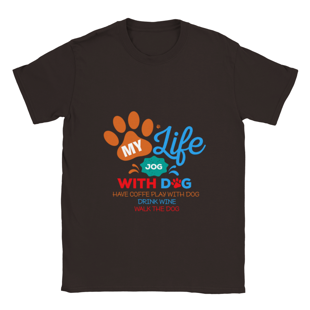 My Life Dog Coffee Wine Classic Unisex Crewneck T-shirt