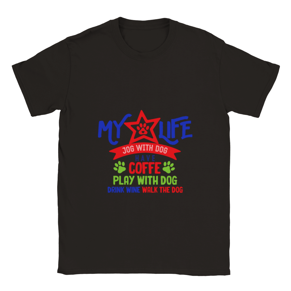 My Life Dog Coffee Wine Classic Unisex Crewneck T-shirt