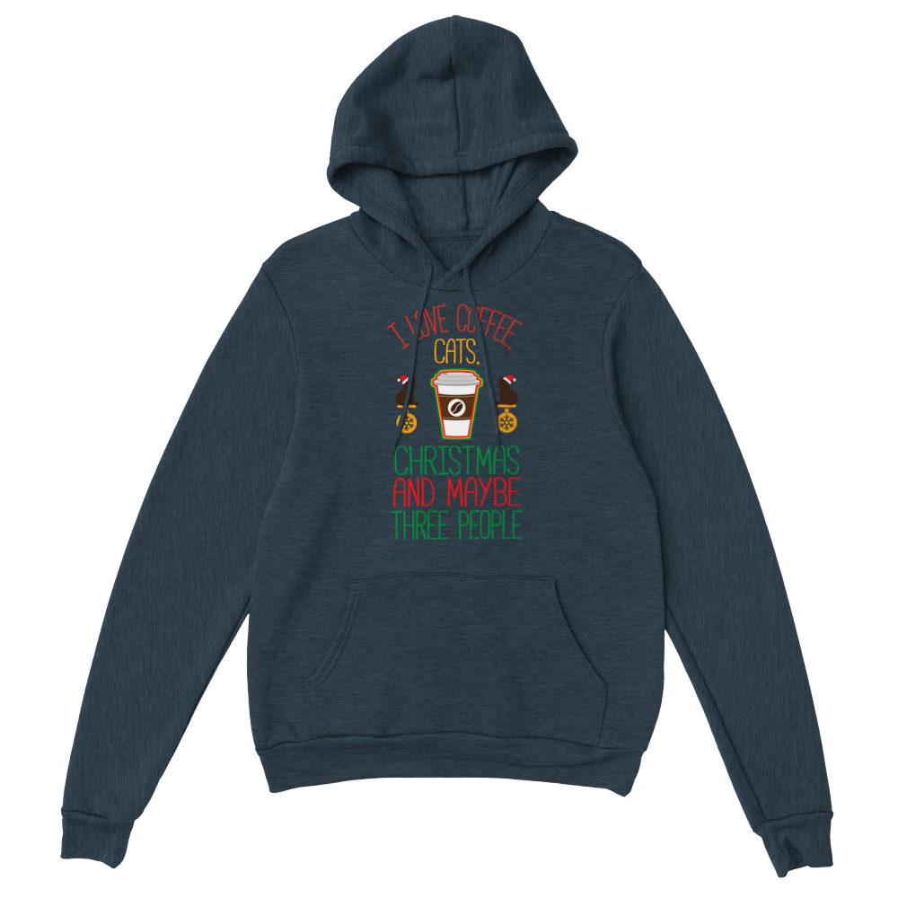 I Love Coffee Cats Christmas And MAybe Three People Classic Unisex Pullover Hoodie