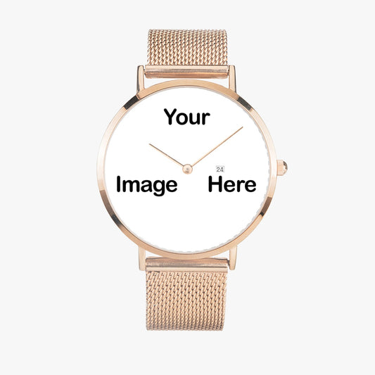 Personalized Photo Stainless Steel Perpetual Calendar Quartz Watch