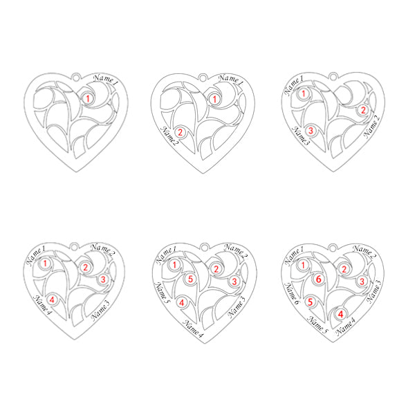 Heart Family Tree Necklace Engraved with Name & Births
