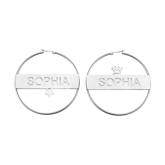 Personalized Name Hoop Earrings with Symbols