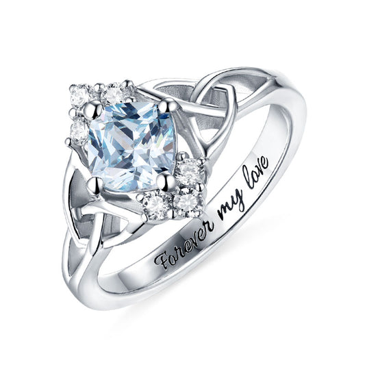 Engraved Celtic Band Birthstone Ring Sterling Silver