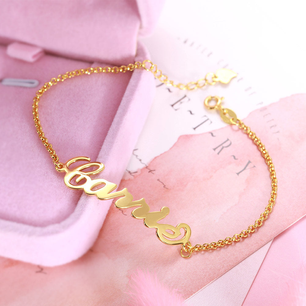 Personalized Name Anklet Sterling Silver