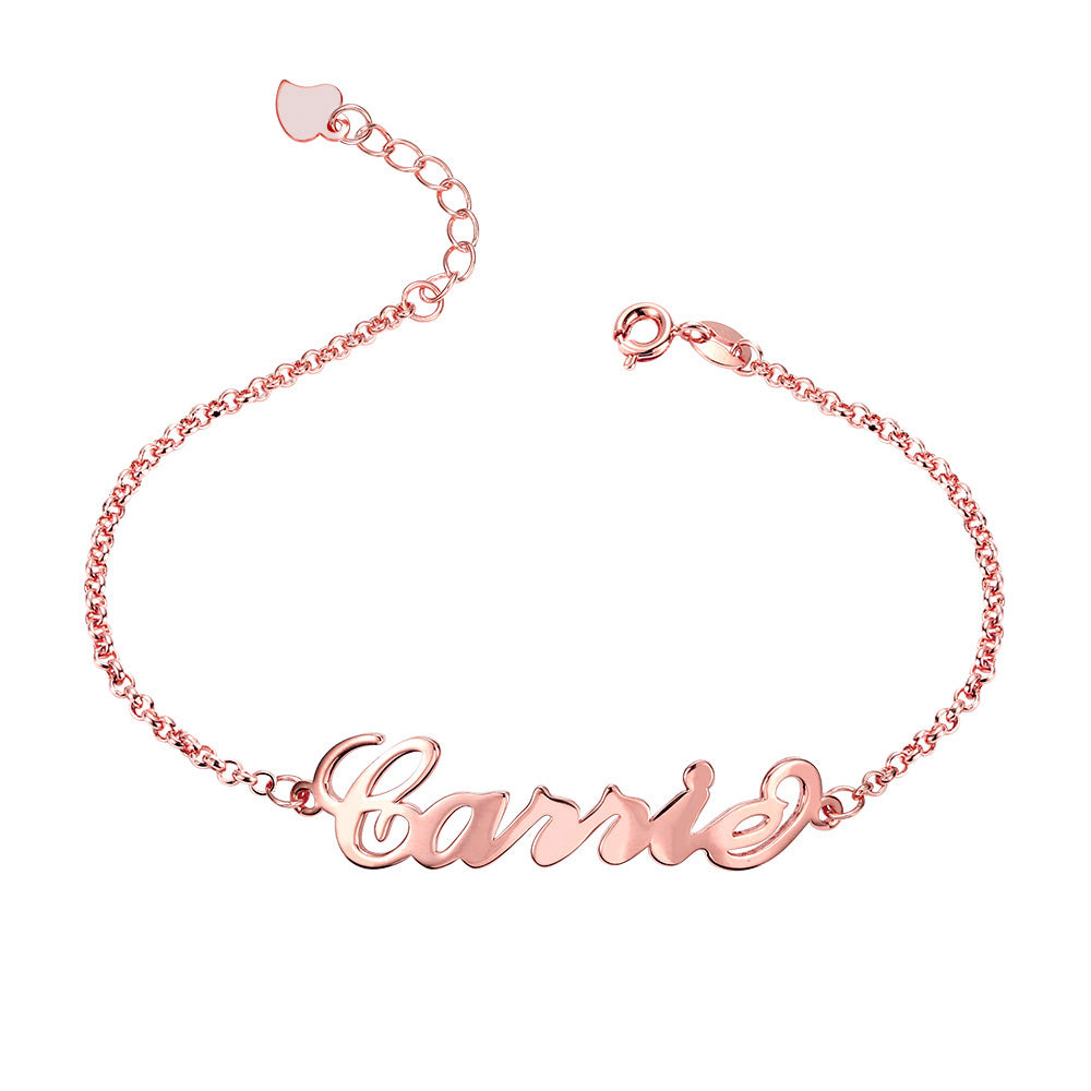 Personalized Name Anklet Sterling Silver